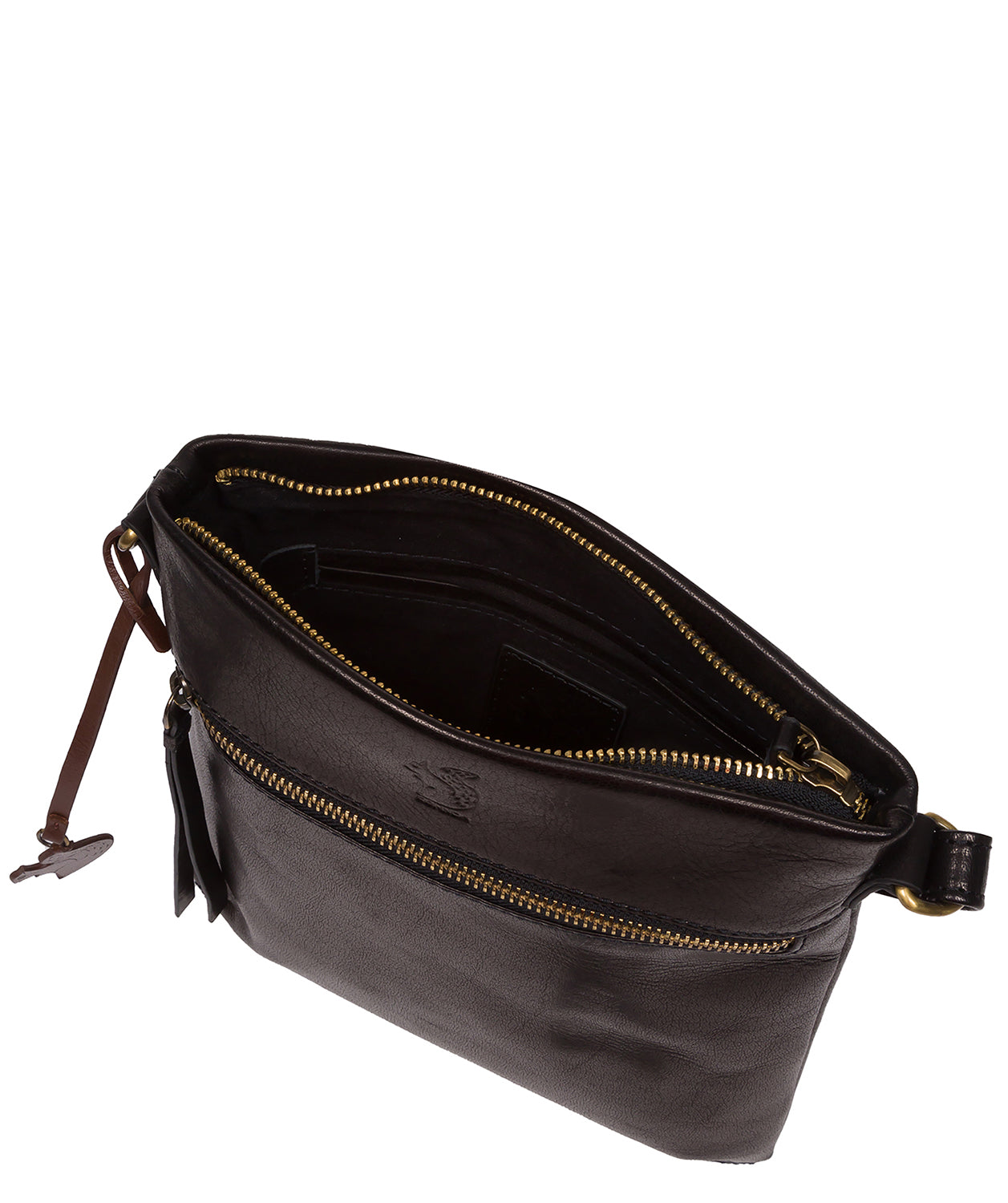 'Sable' Black Leather Cross Body Bag