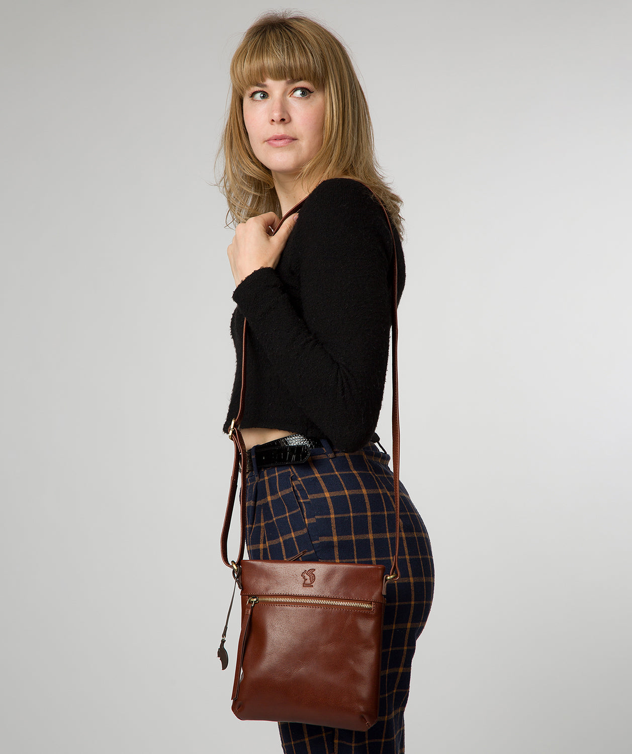 'Sable' Conker Brown Leather Cross Body Bag