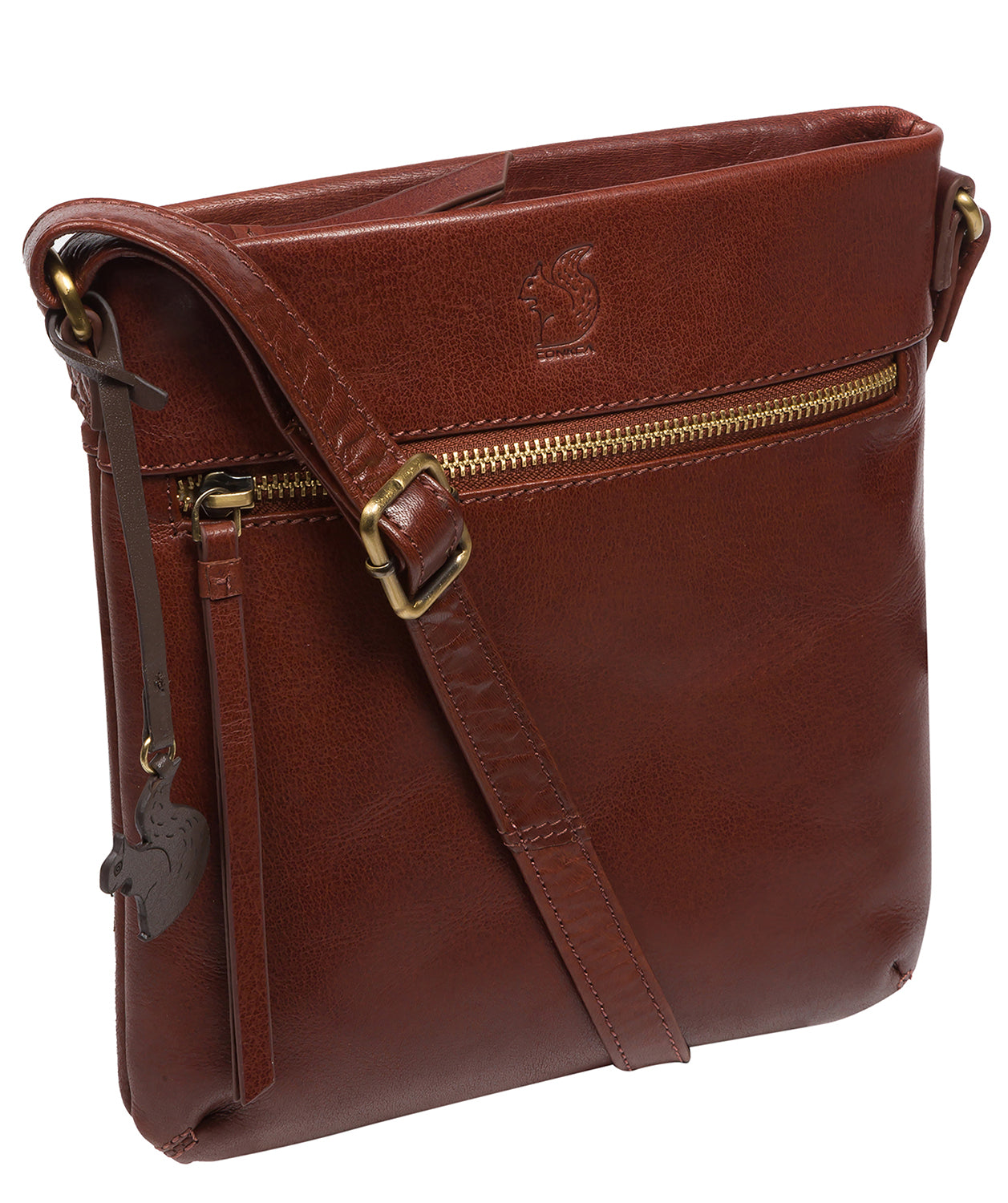 'Sable' Conker Brown Leather Cross Body Bag