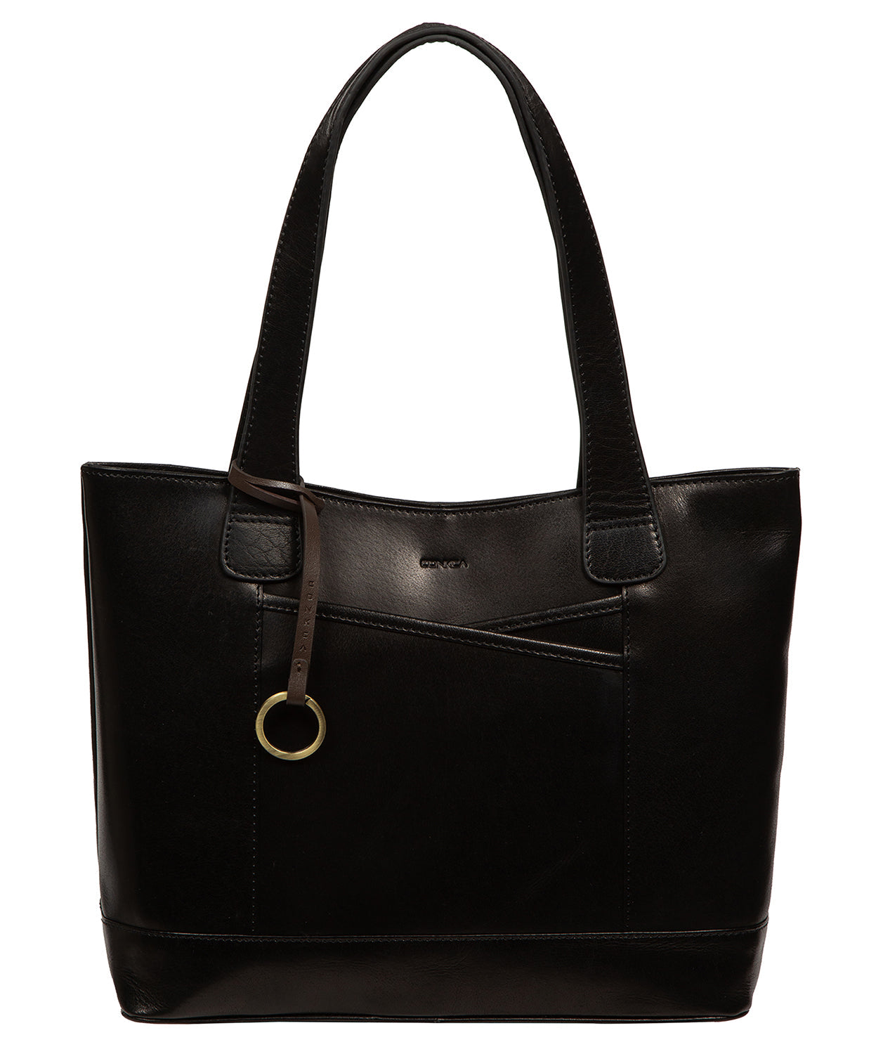 'Minella' Black Leather Tote Bag