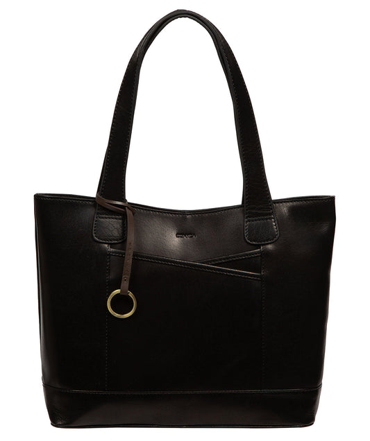 'Minella' Black Leather Tote Bag