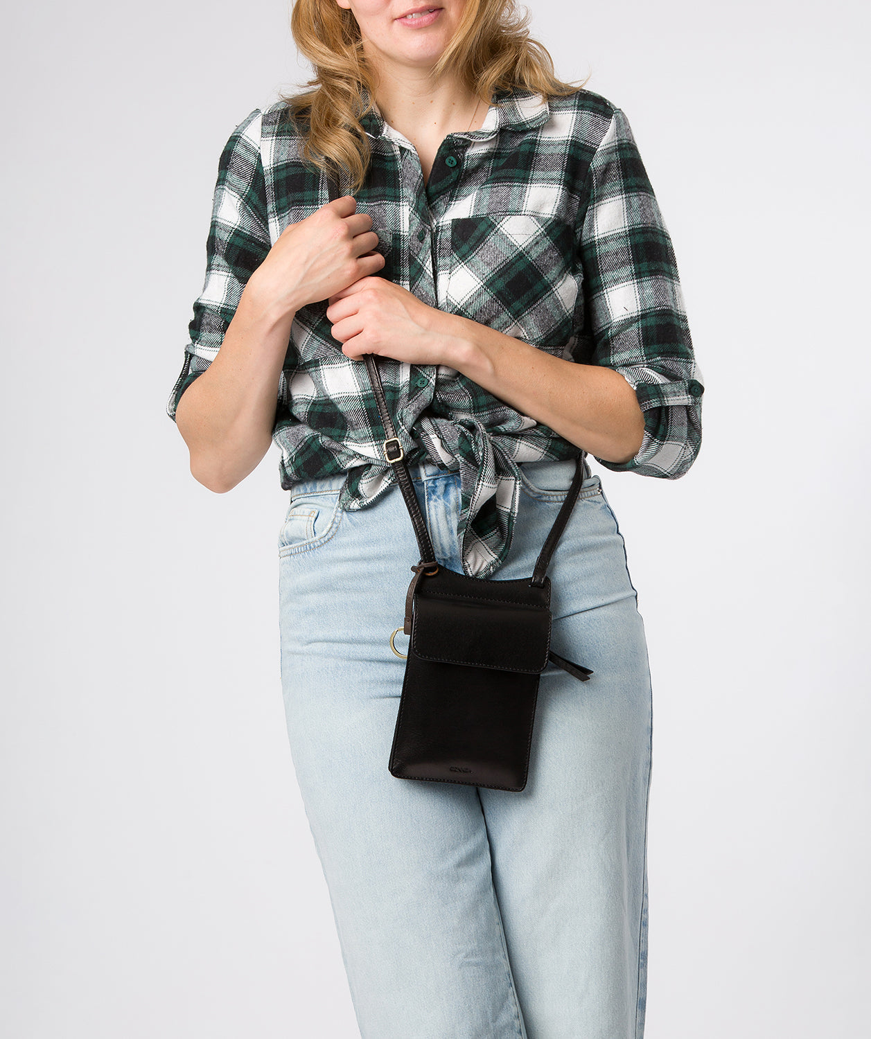 'Seraphina' Black Leather Cross Body Phone Bag