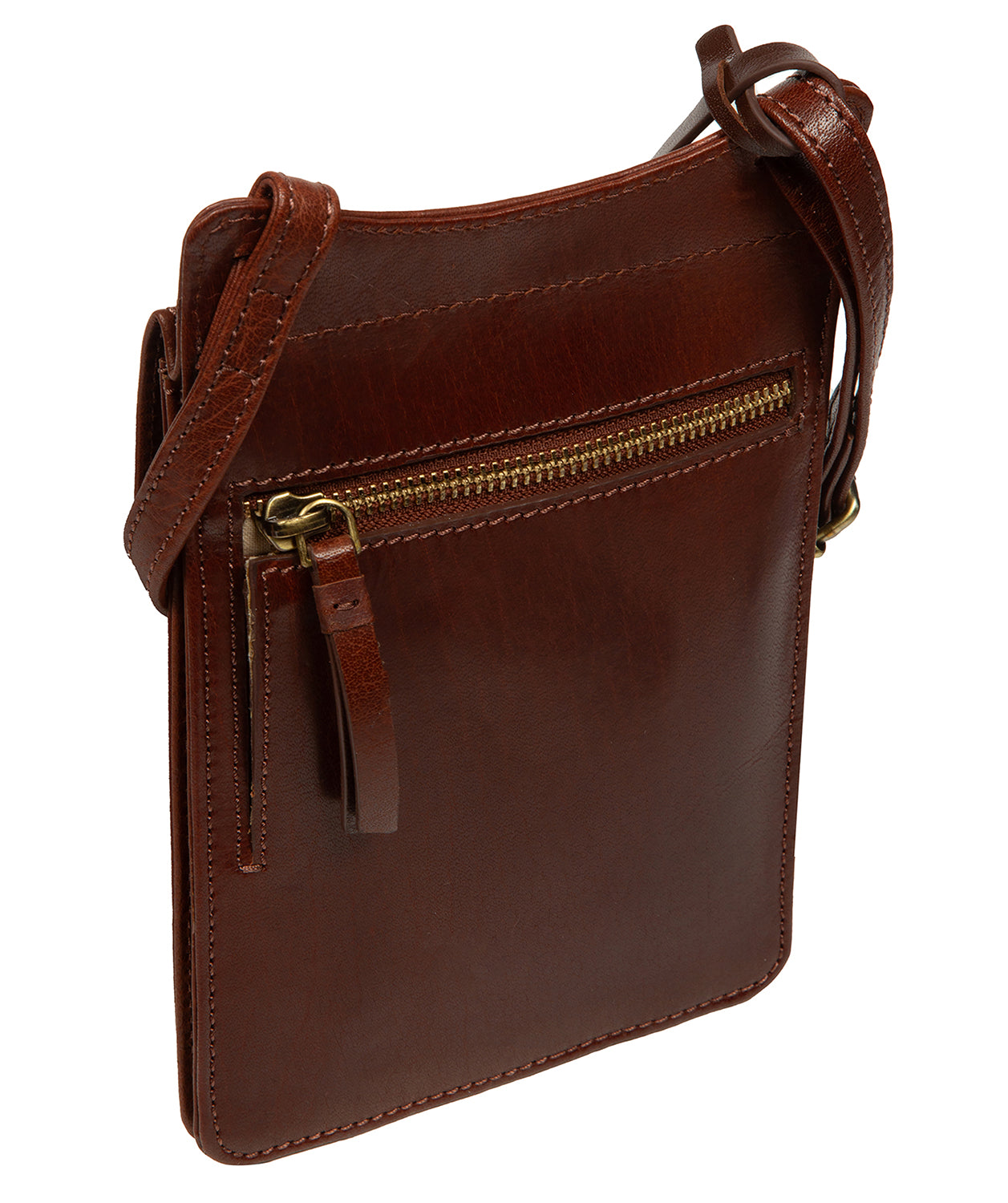 'Seraphina' Conker Brown Leather Cross Body Phone Bag