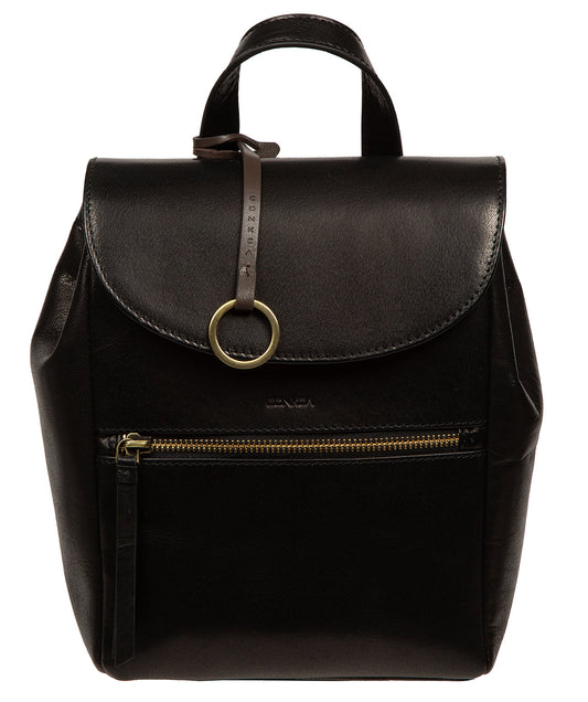 'Belle' Black Leather Backpack