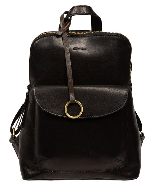 'Brielle' Black Leather Backpack