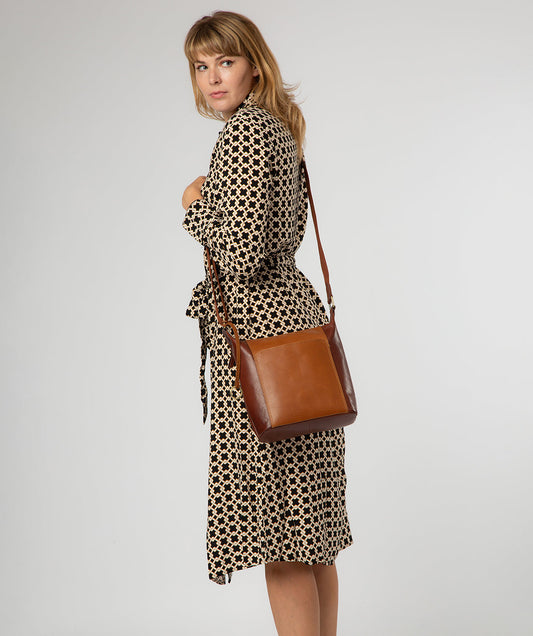 'Indigo' Conker Brown & Dark Tan Leather Shoulder Bag