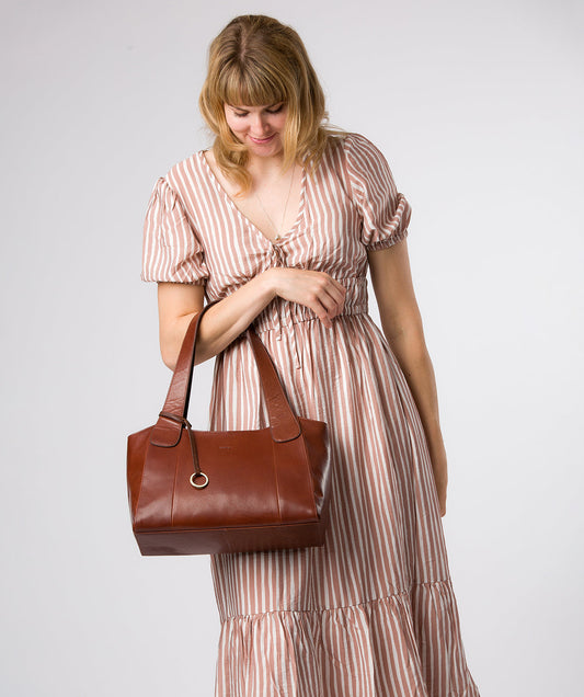 'Lilou' Conker Brown Leather Handbag