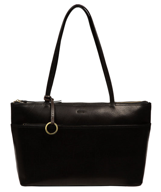 'Isolde' Black Leather Tote Bag
