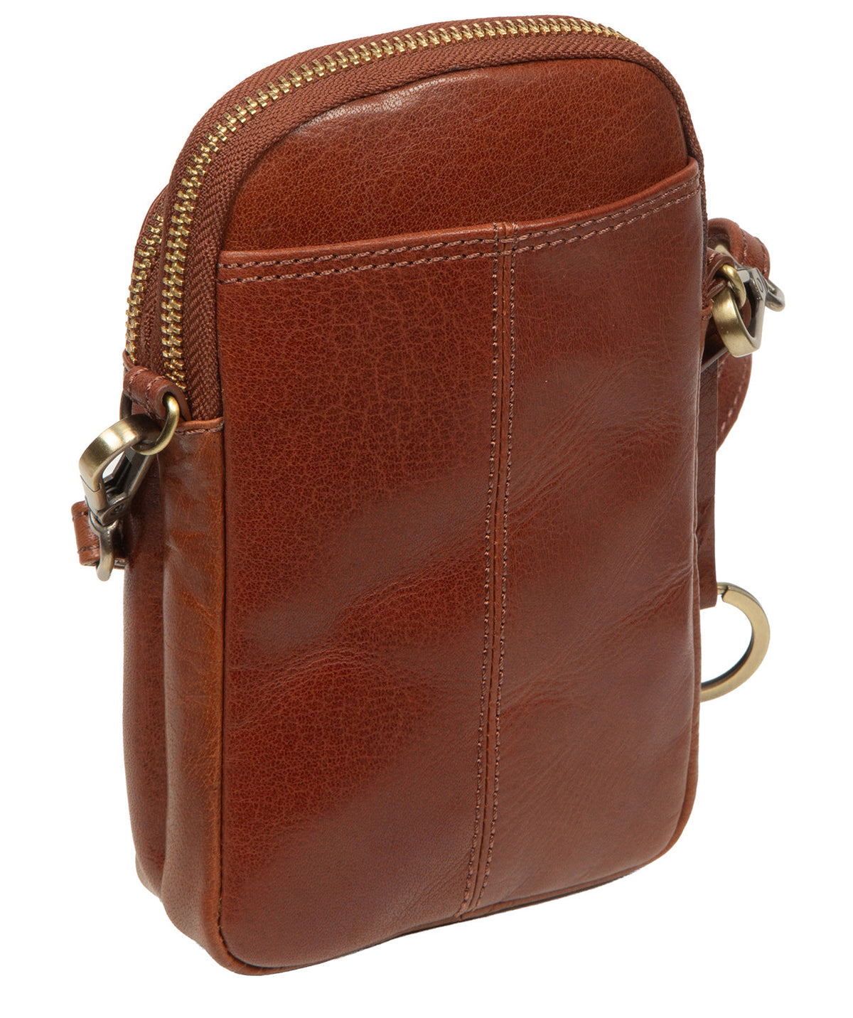 Interior card slots and lined compartment detail
