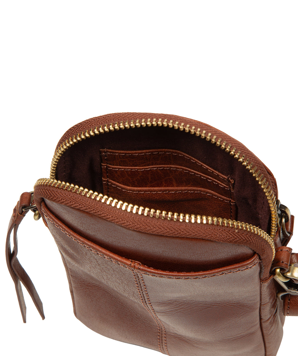 Adjustable detachable leather strap close-up