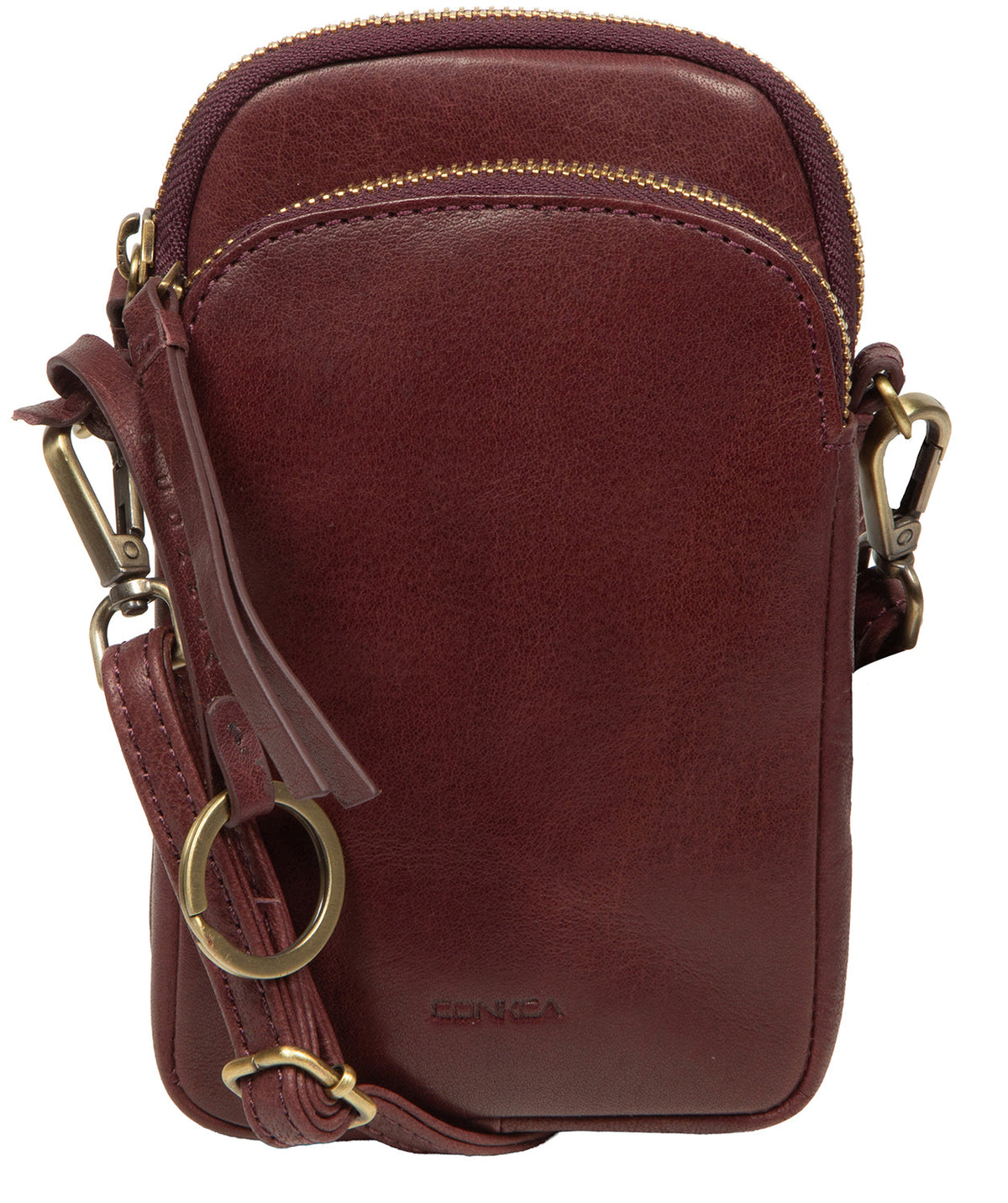 Raven crossbody bag plum leather side profile