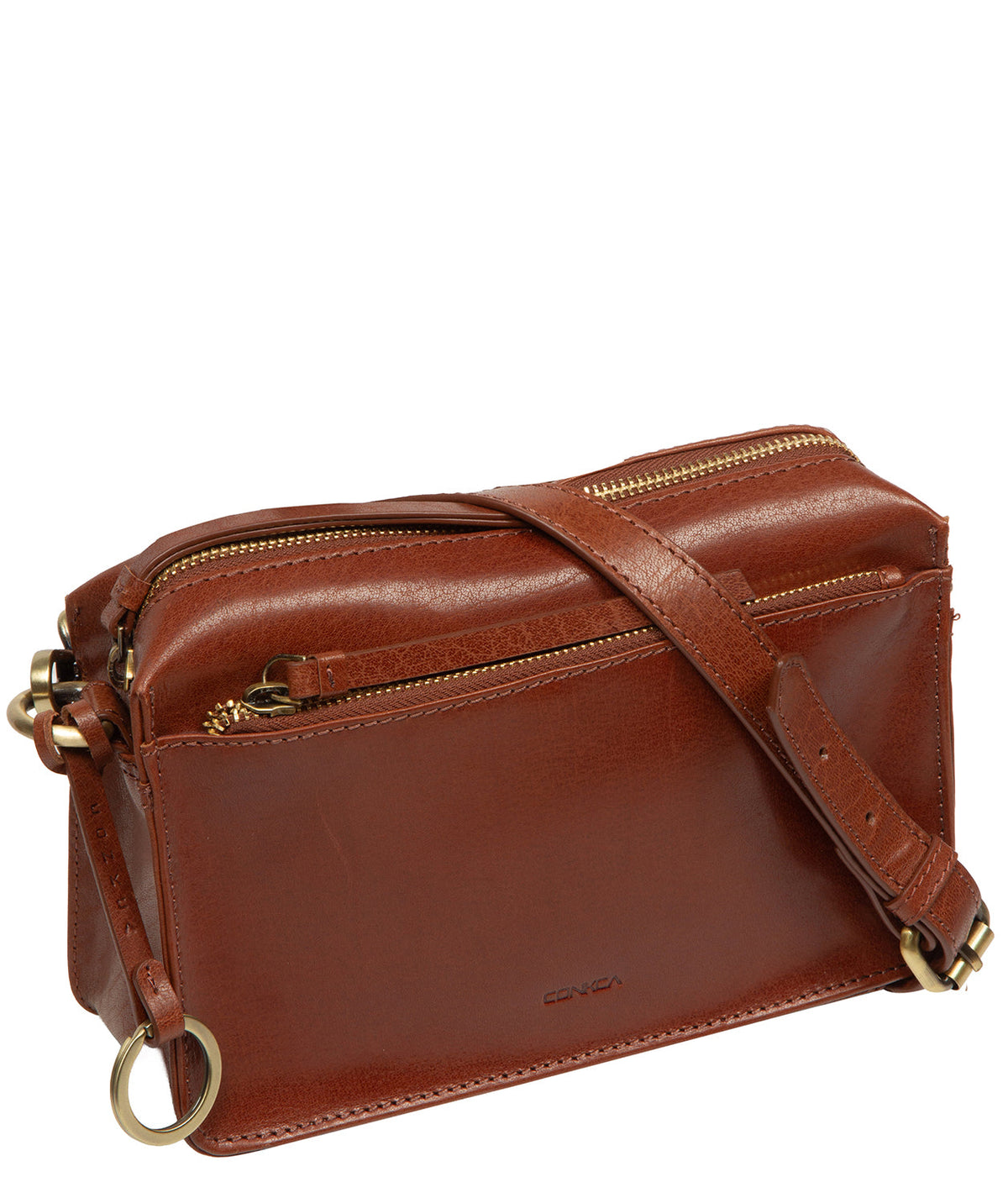 Azalea bag back view with embossed Conkca logo