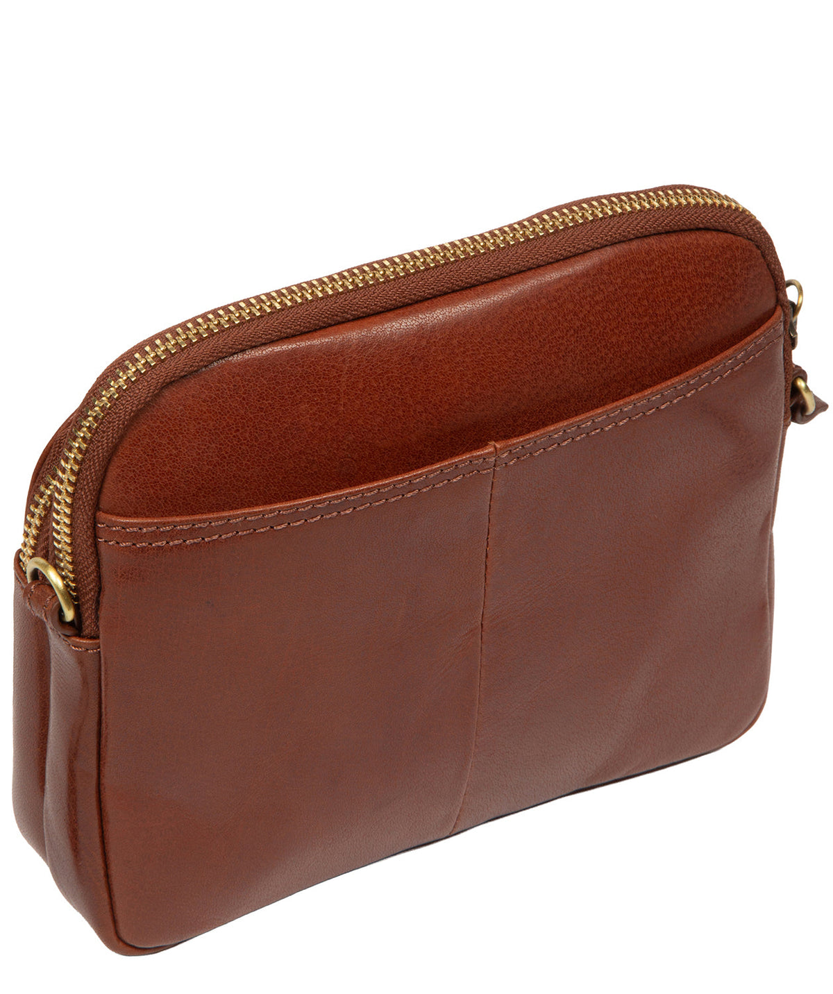Leather crossbody bag interior organised pocket detail