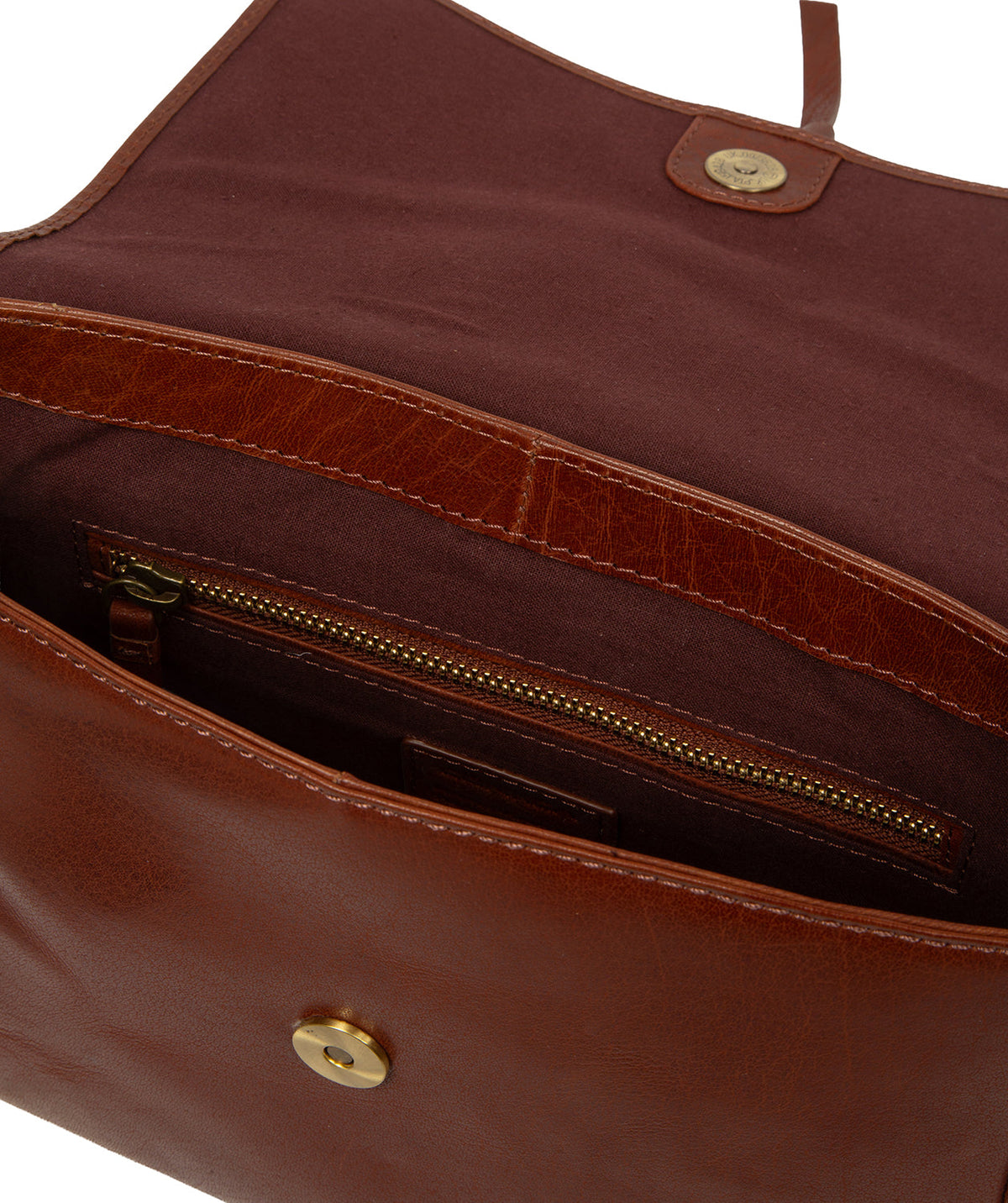 interior lined compartment with slip and zipped pockets