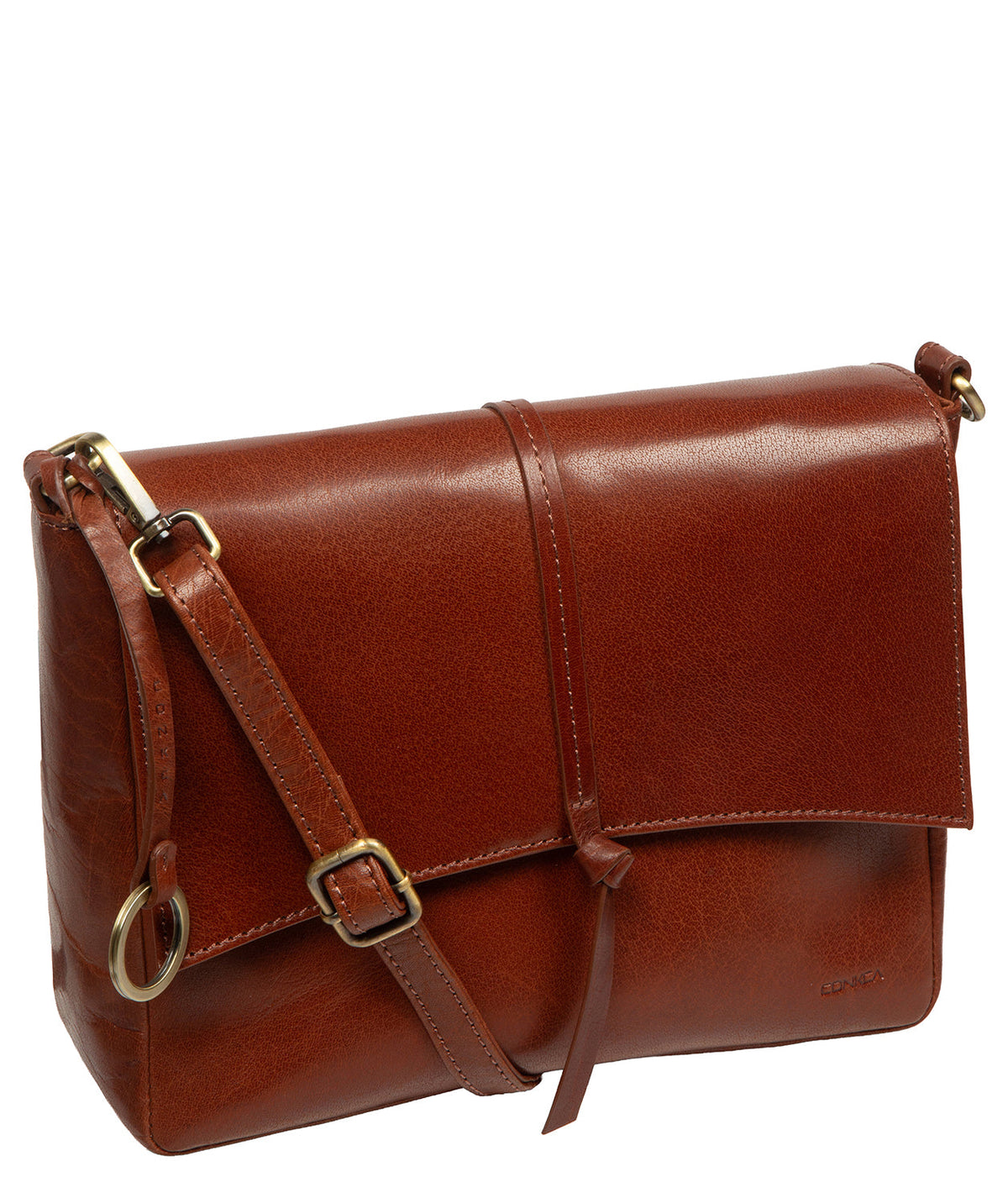 side profile showing natural leather texture