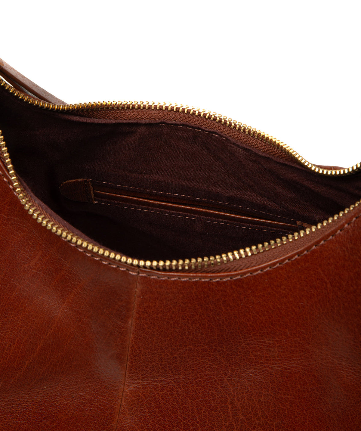 Poppy shoulder bag side profile showing textured leather