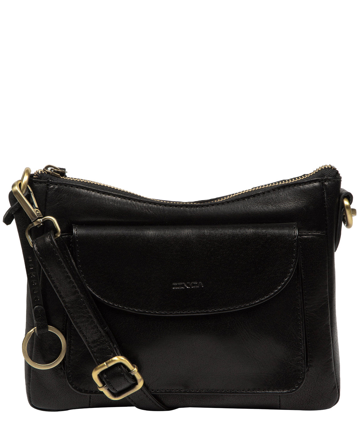 Conkca London Misty black leather crossbody bag front view