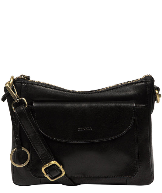 Conkca London Misty black leather crossbody bag front view
