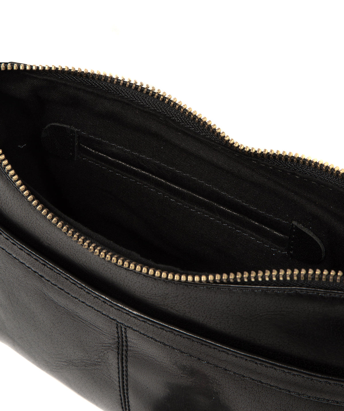 brass-coloured metal zips and hardware accent