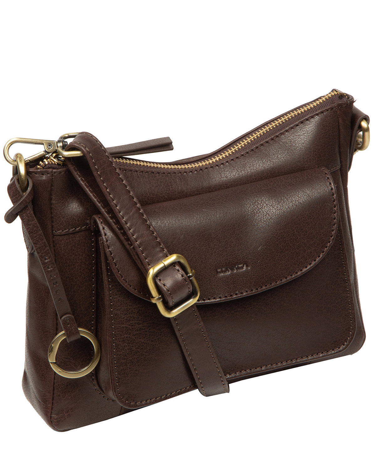Adjustable detachable leather shoulder strap with brass hardware
