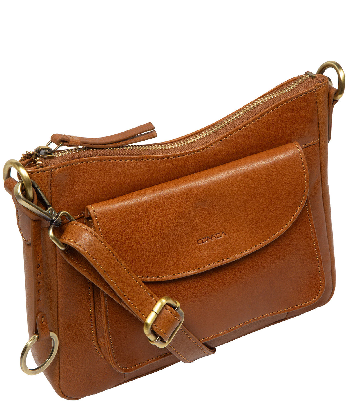 Front fold-over press-stud pocket with Conkca charm