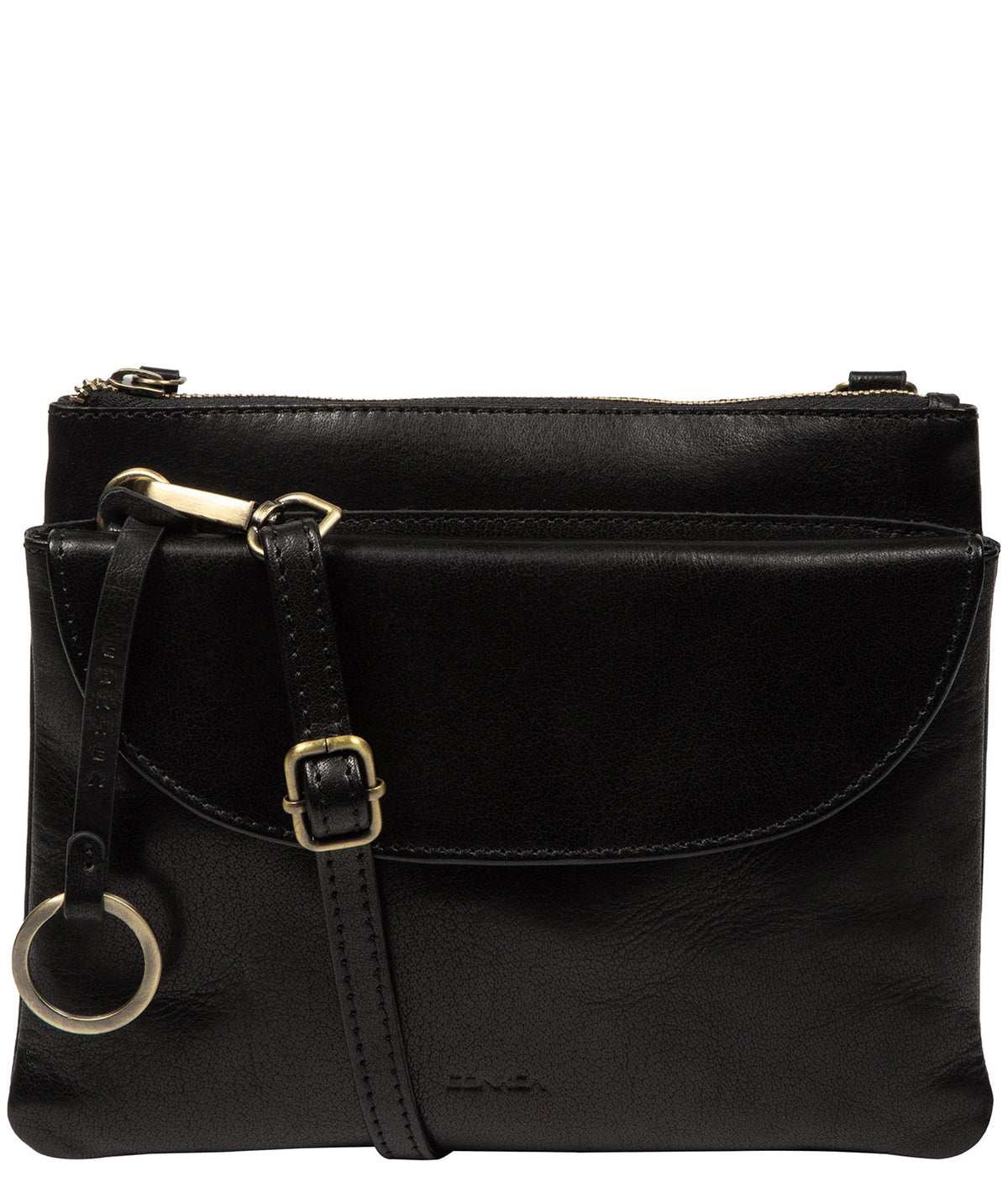 Conkca London Skylark black leather crossbody bag front view