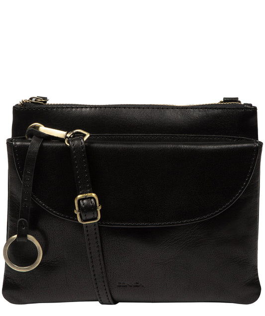 Conkca London Skylark black leather crossbody bag front view