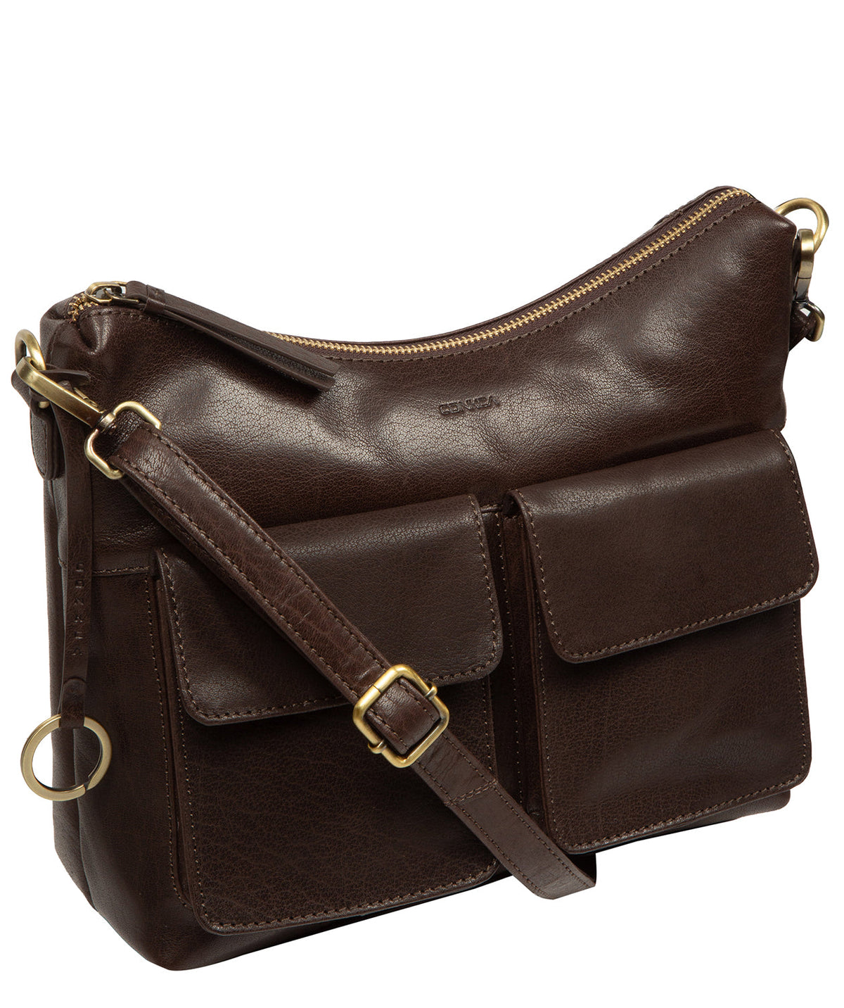 Rear slip pocket and brass metal hardware