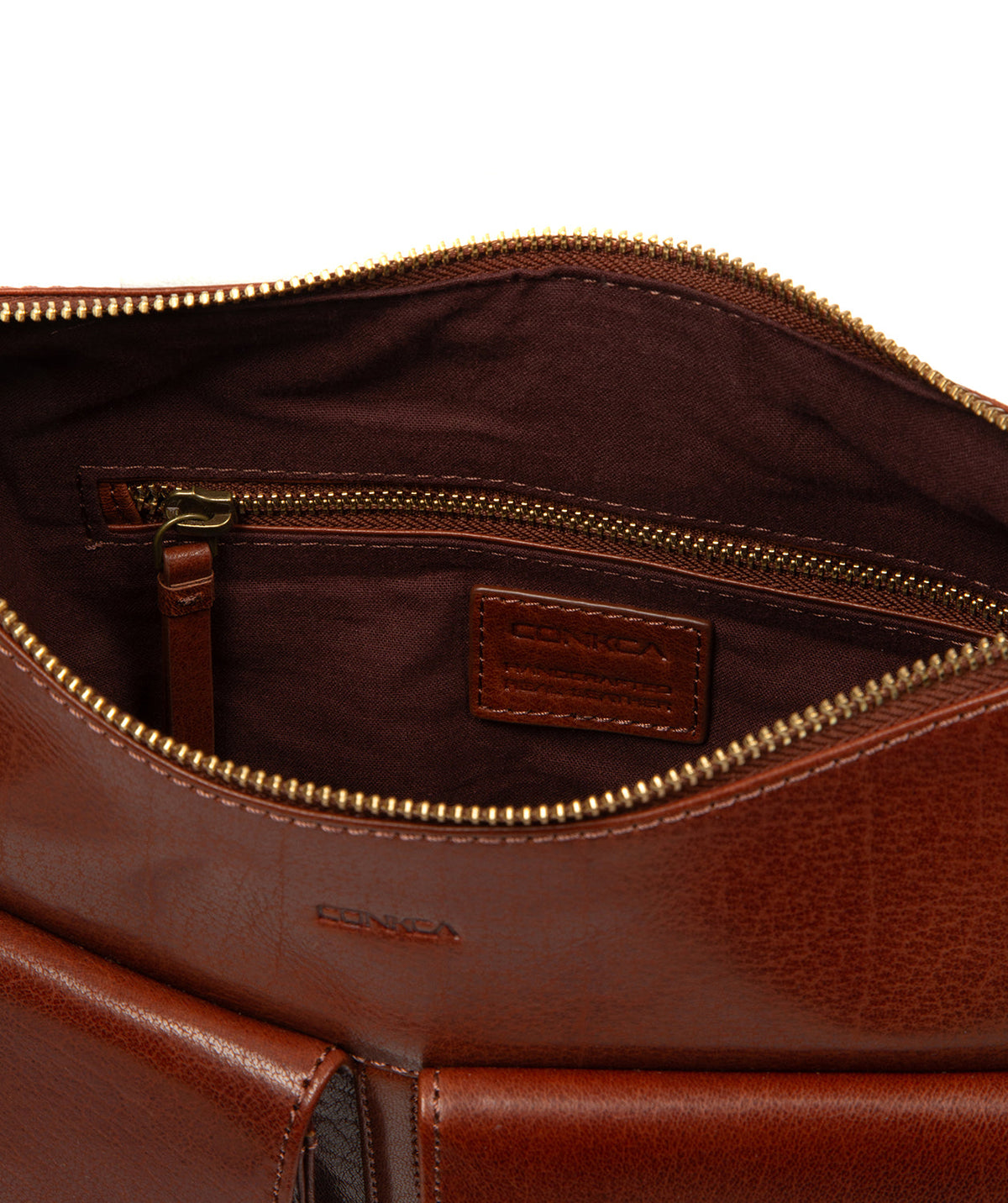 Dual press-stud fold-over top slip pocket exterior