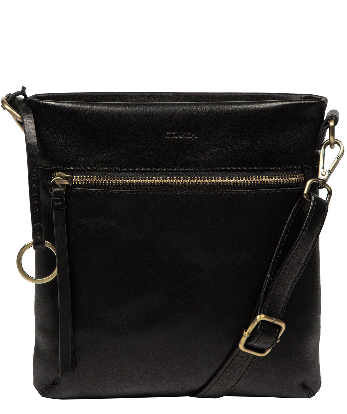 Conkca London Dove black leather crossbody bag front view
