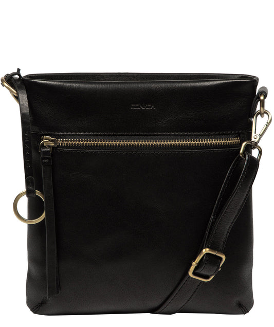 Conkca London Dove black leather crossbody bag front view