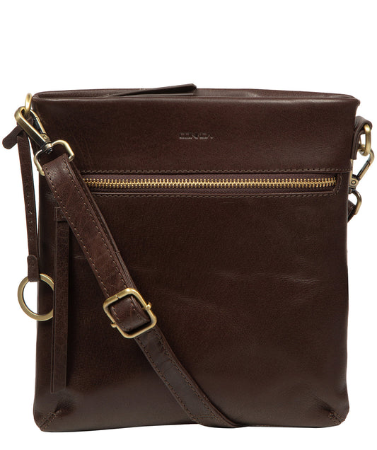 Conkca London Dove cocoa leather crossbody bag front view