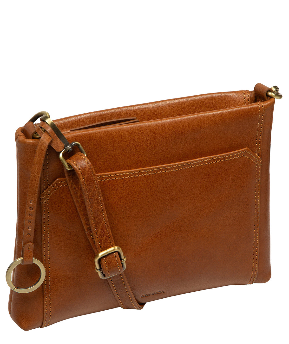 open zip-top compartment showing fully lined interior
