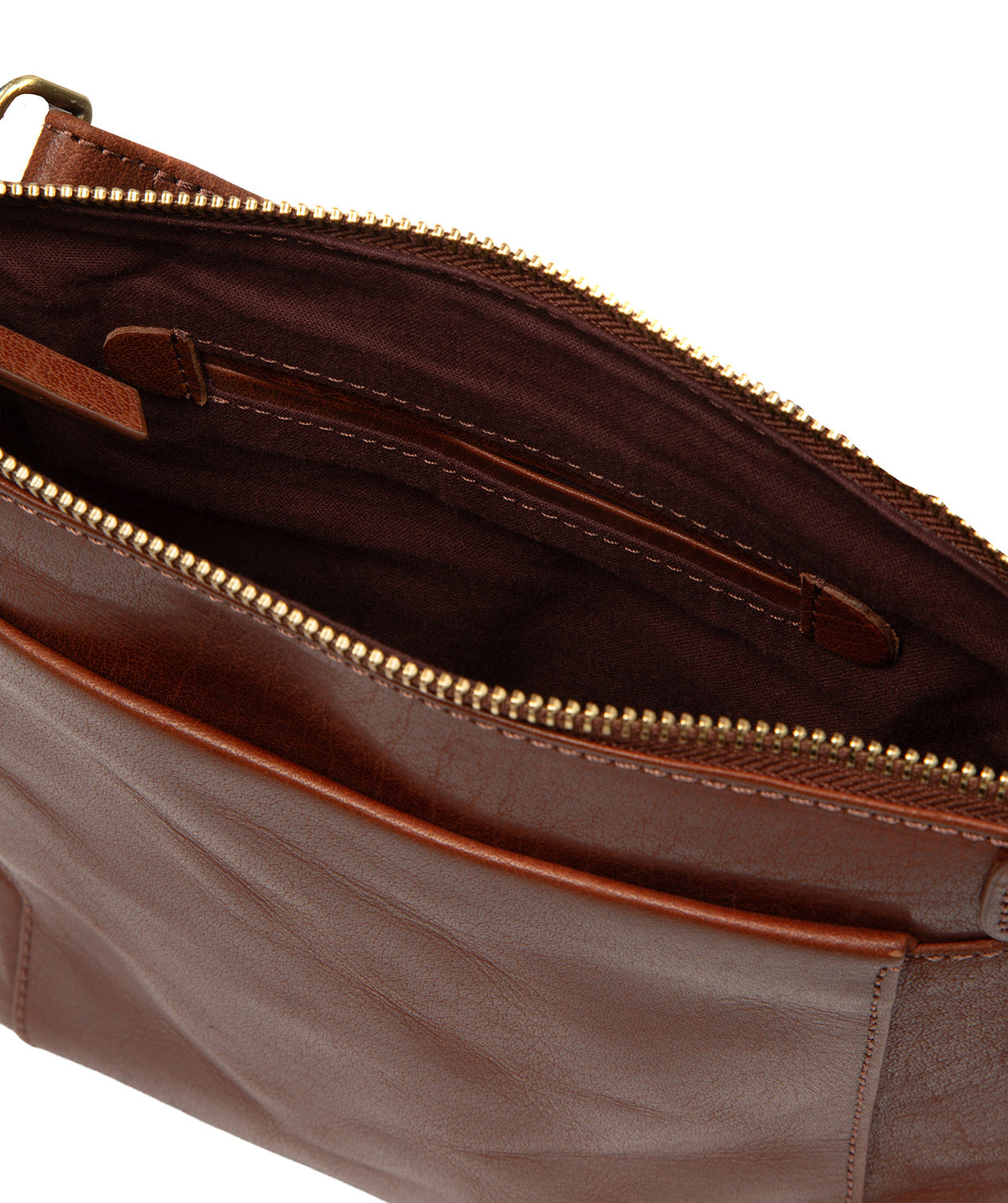 Embossed Conkca logo detail on Conker Brown leather