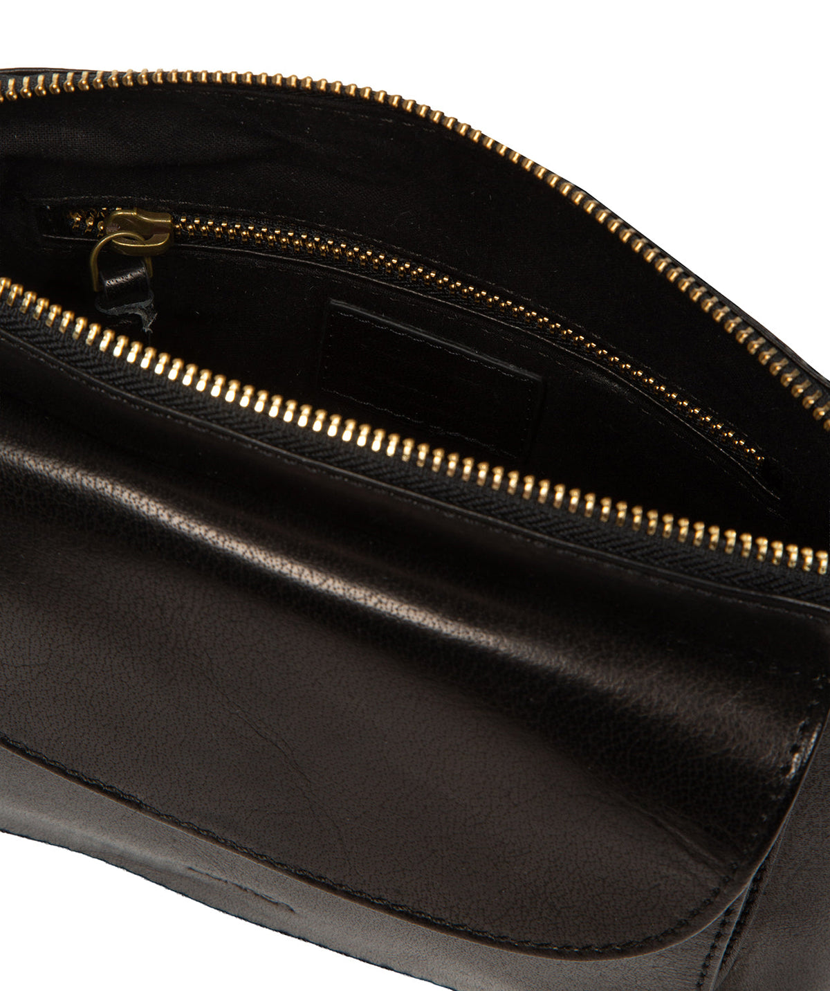 Brass metal zip and fittings detail