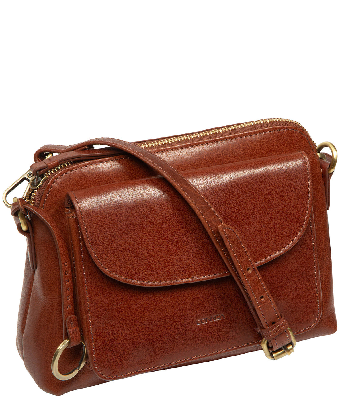 Fold-over top slip pocket with press stud fastener