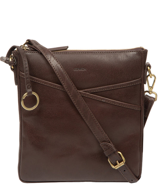 Conkca London Holly cocoa leather crossbody bag front view