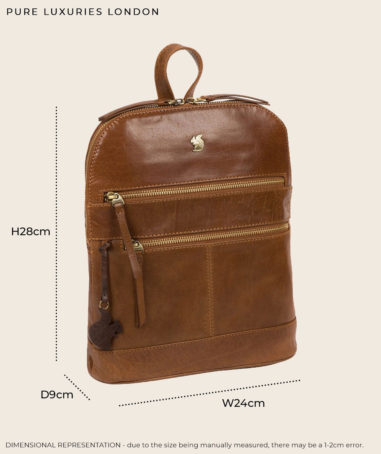 'Francisca' Dark Tan Leather Backpack