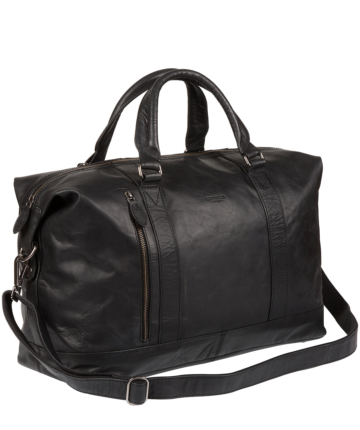 'Duran' Black Leather Holdall