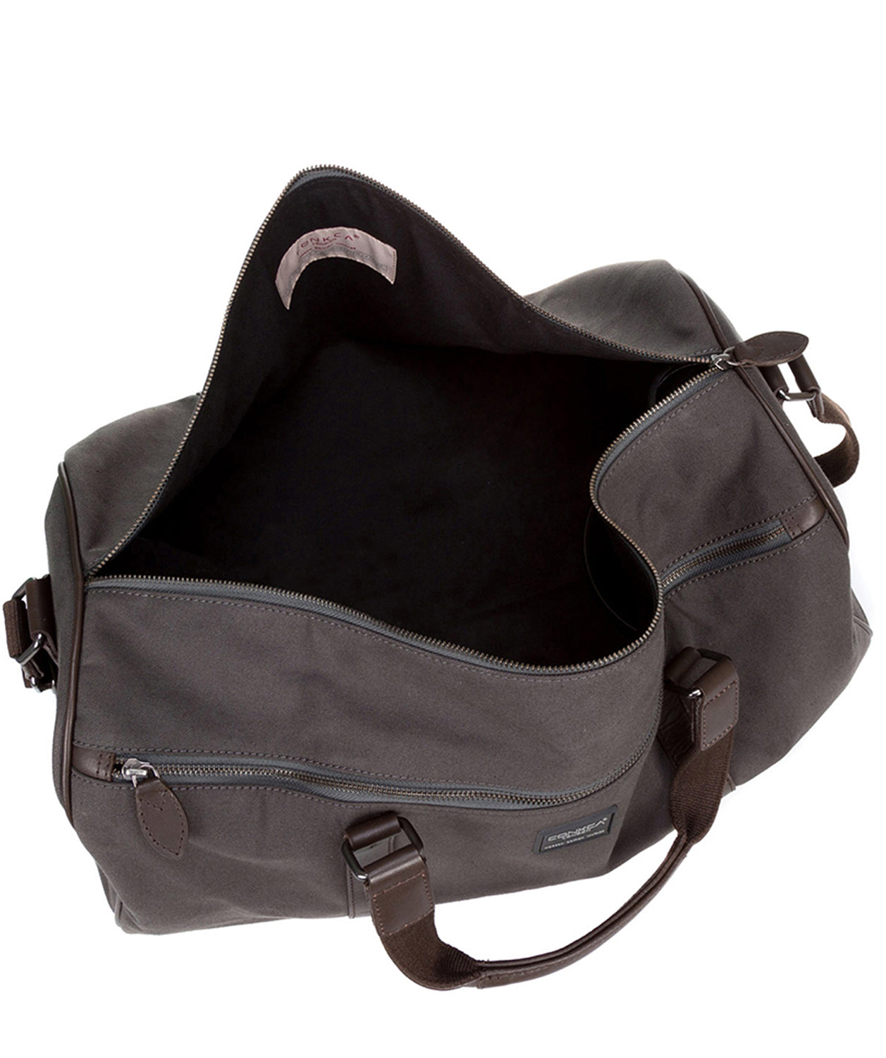 'Dempsey' 16oz Heavy-Duty Grey Canvas & Leather Holdall image 4