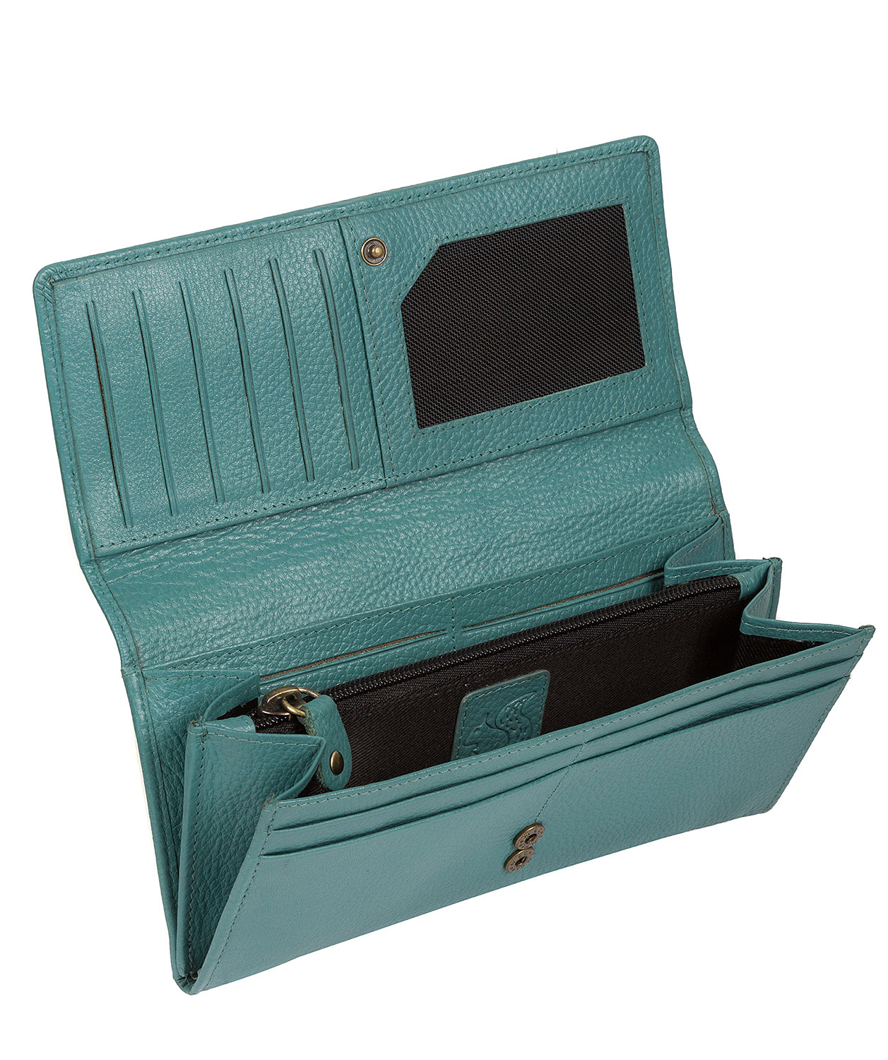 'Fey' Petrol Leather Purse