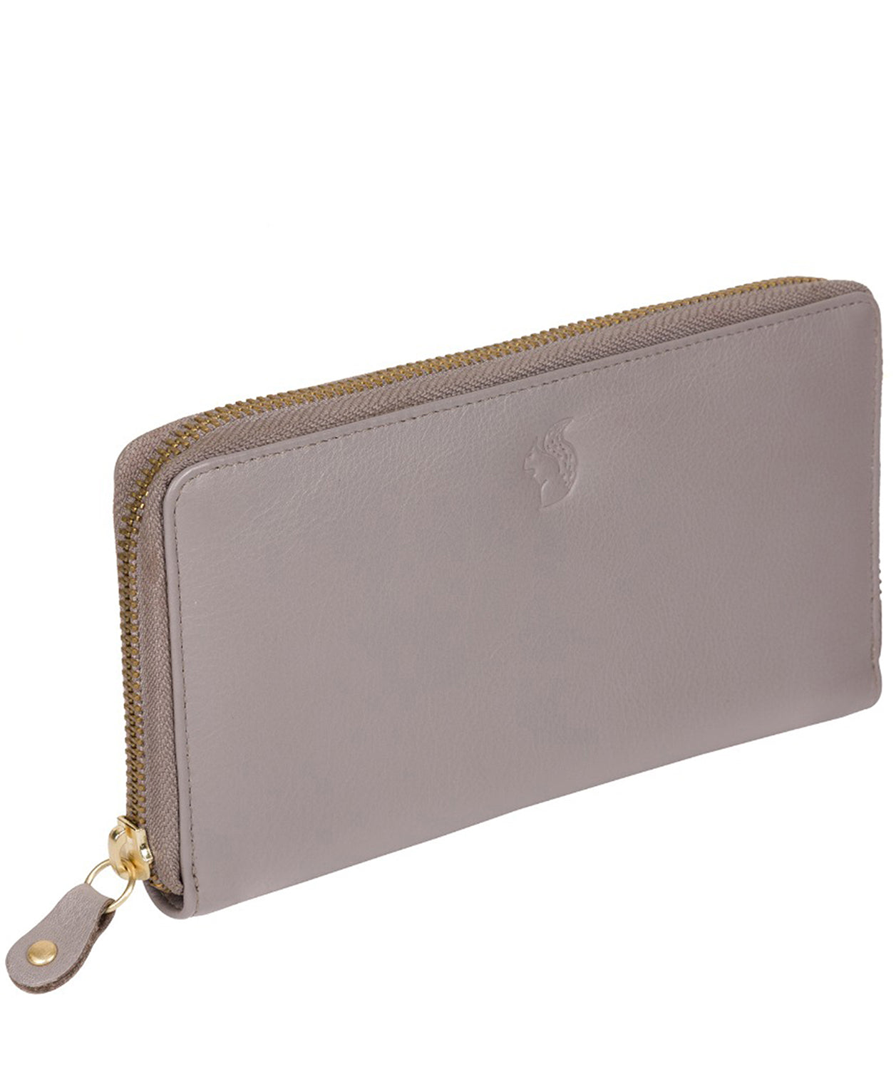 'Hazel' Light Grey Leather Zip Round RFID Purse