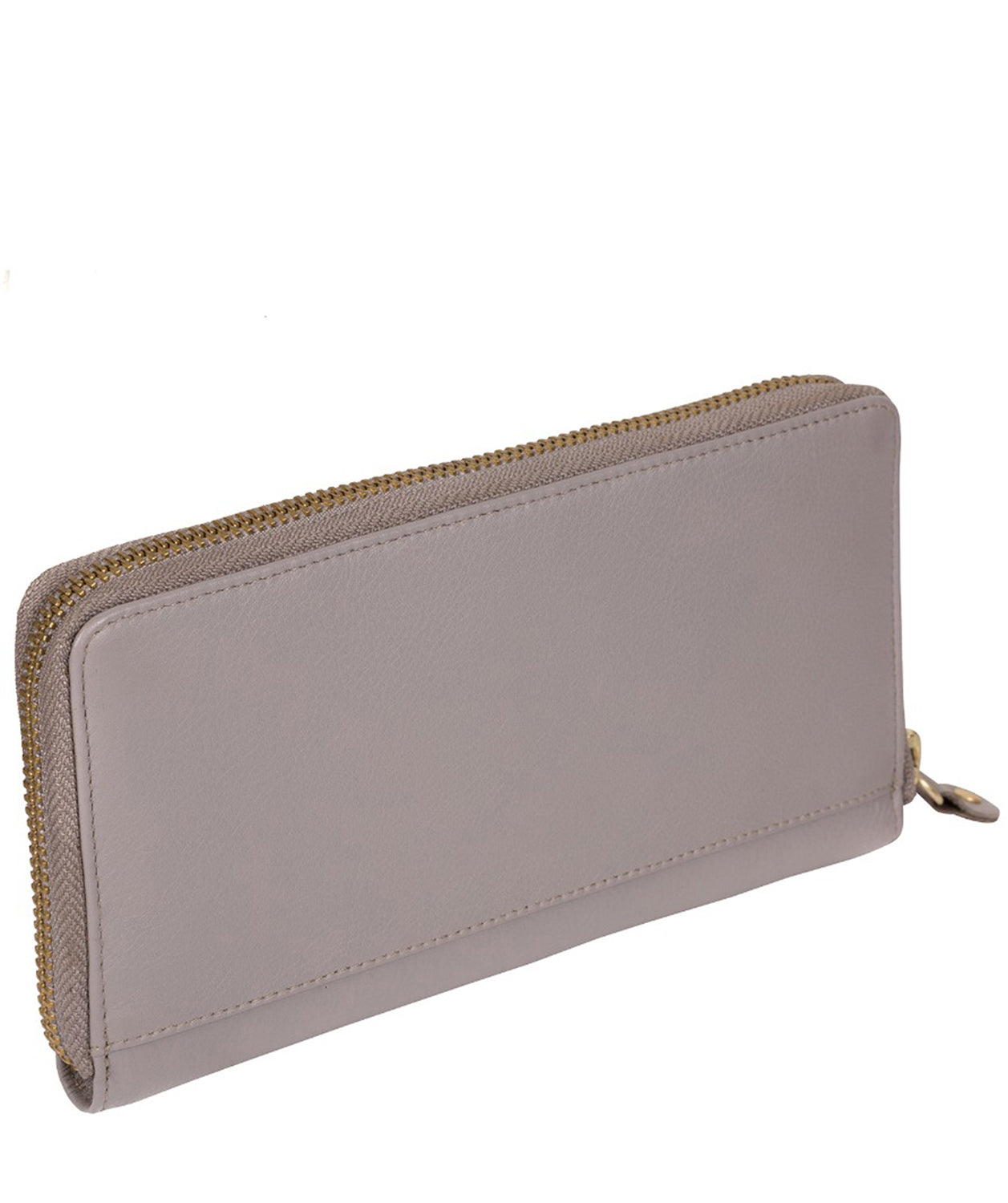 'Hazel' Light Grey Leather Zip Round RFID Purse