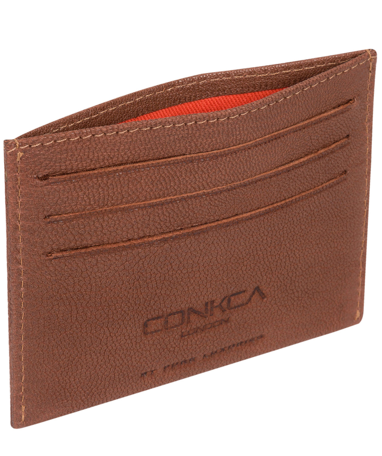 'Otis' Conker Brown Leather Card Holder image 4