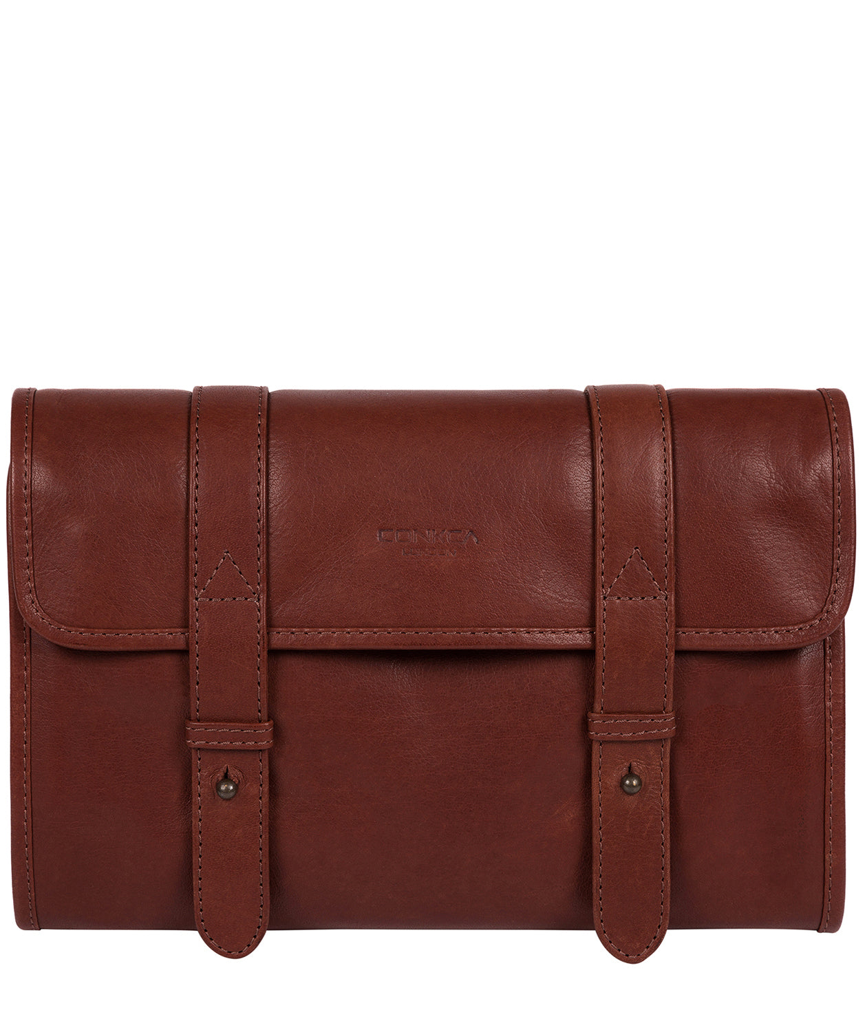 'Mere' Conker Brown Leather Hanging Washbag
