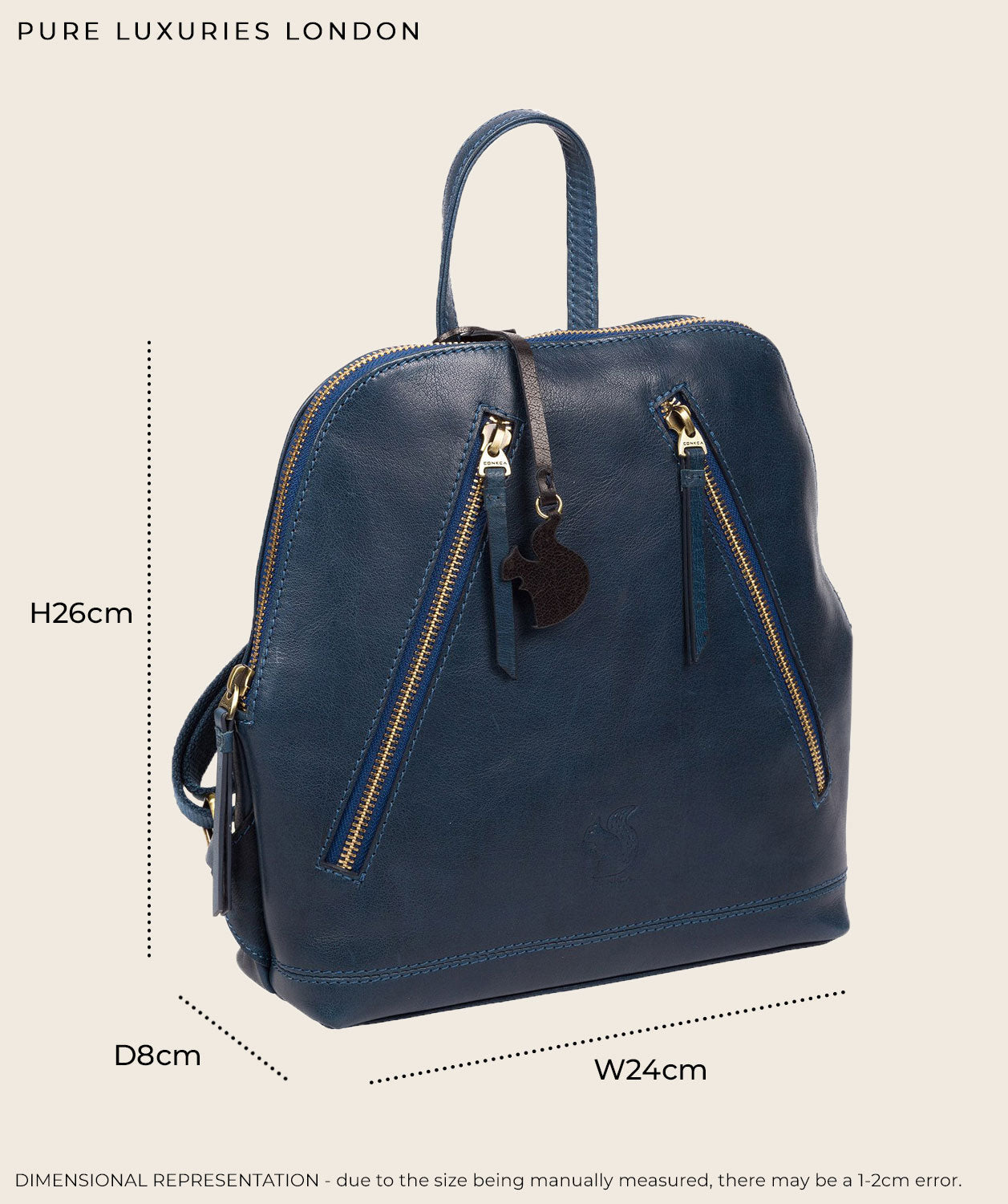 'Zoe' Dark Tan Leather Backpack